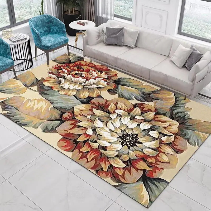 Home Decor Entrance Door Mat Flower Rose Peony Pastoral 3D Printed Carpet Living Room Rugs Furry Mat Carpet Bedroom Decoration