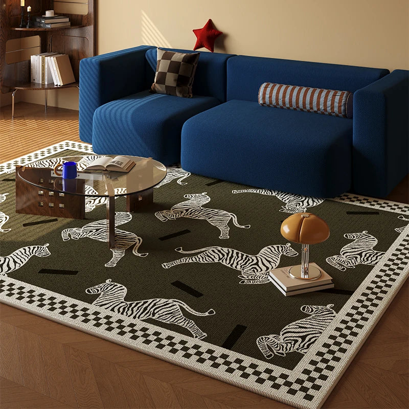 Retro Style Rugs for Bedroom Large Area Living Room Decoration Light Luxury Carpet Washable Cloakroom Floor Mat Bedside Soft Rug