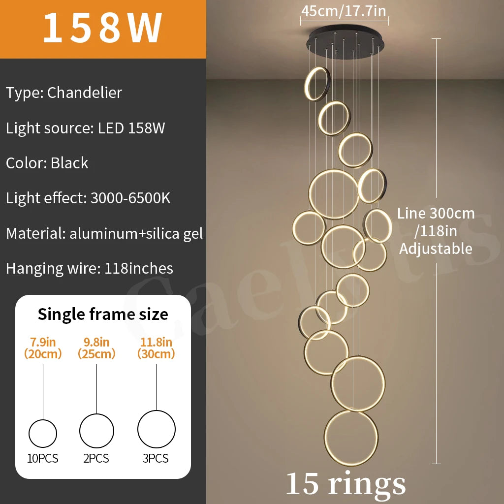 Modern Simple LED Chandelier Pendant Light For Living Dining Room Loft Indoor Home Decoration Lighting Stair Lamps Light Fixture