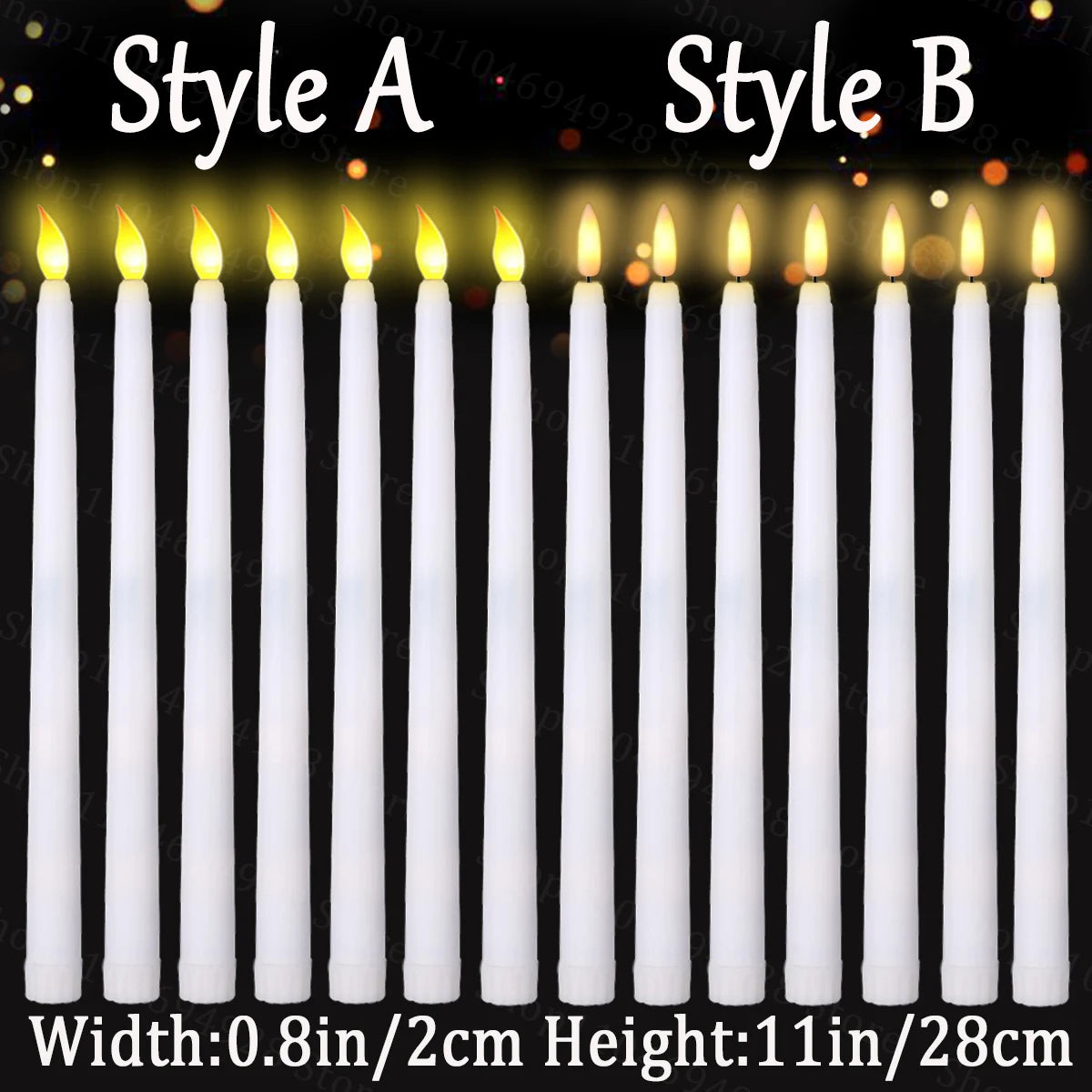 10-200PCS Flameless Taper Candles Wedding Flickering LED Candles Battery Operated Candles for Wedding Halloween Christmas Party