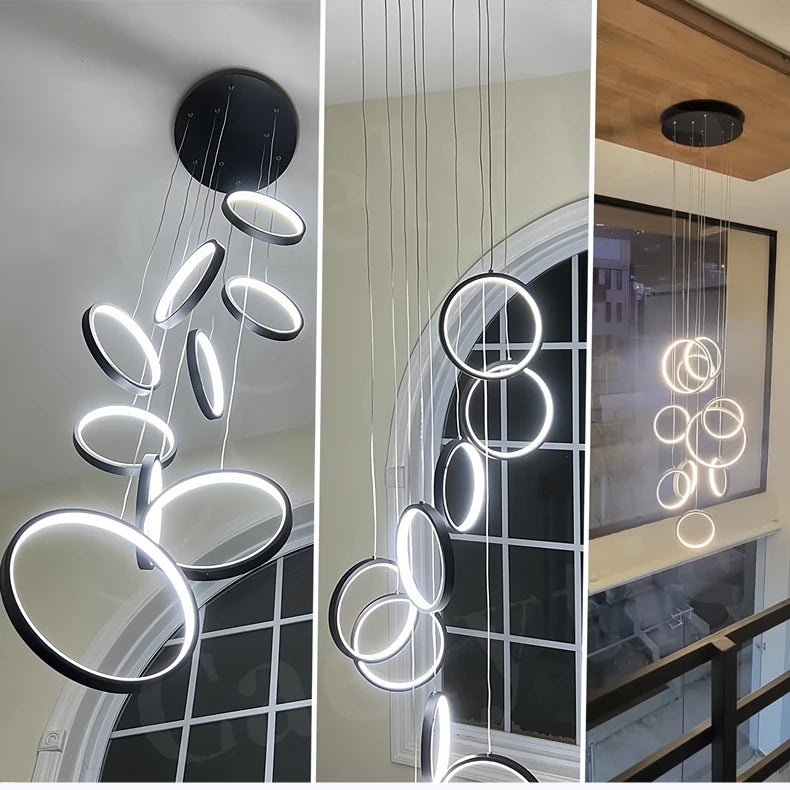 Modern Simple LED Chandelier Pendant Light For Living Dining Room Loft Indoor Home Decoration Lighting Stair Lamps Light Fixture
