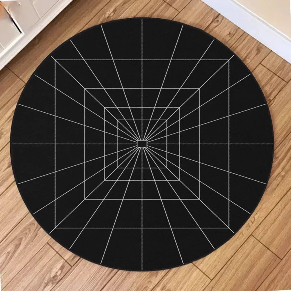 Round Carpet Mat New 3D Visual Illusion Spiral Rug Floor Mats for Bedroom Living Room Decoration Creative Rugs The Black Trap