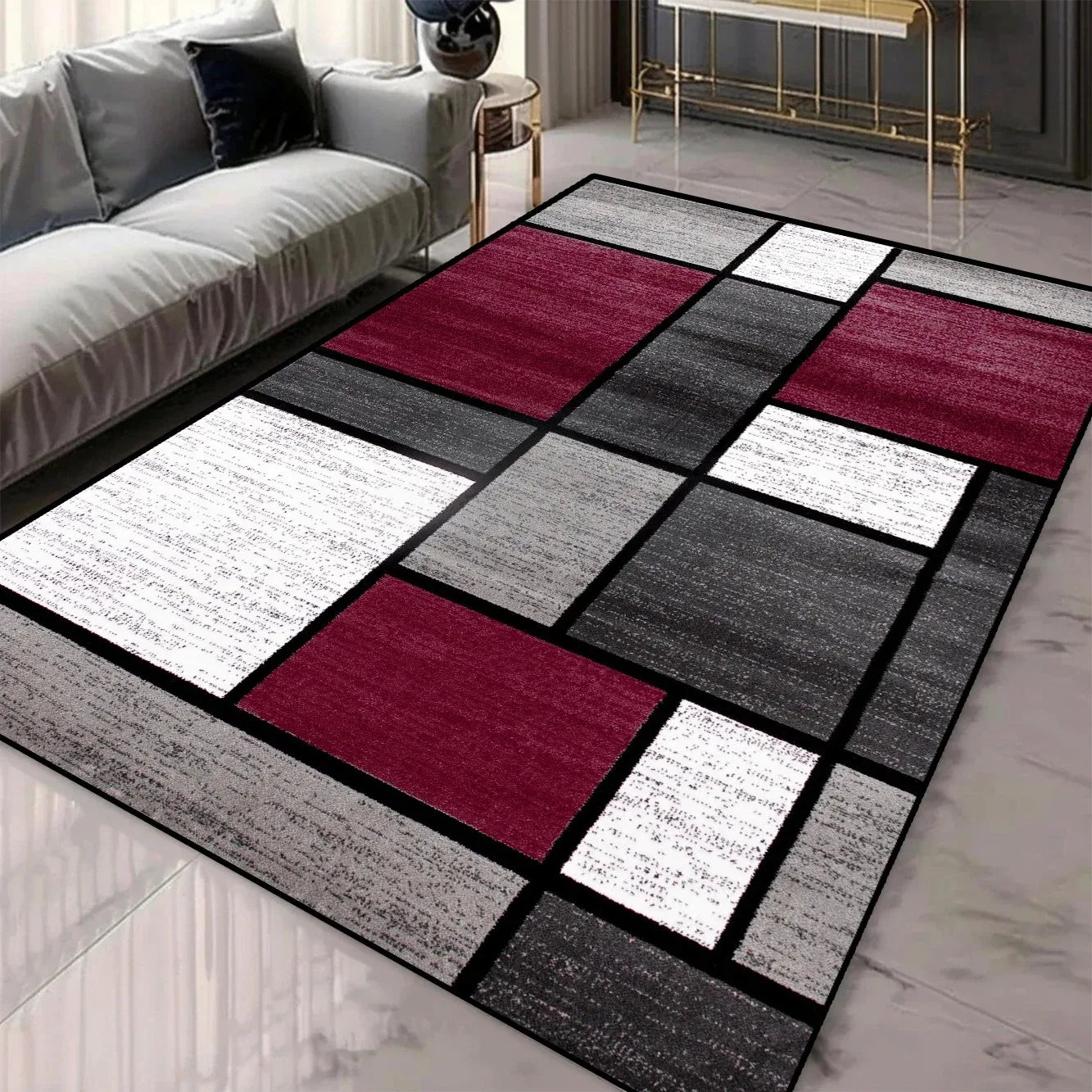 Geometric Pattern 3D Area Rugs for Living Room and bedroom decor Washable Carpets with Non-slip Backing European Inspired Mats