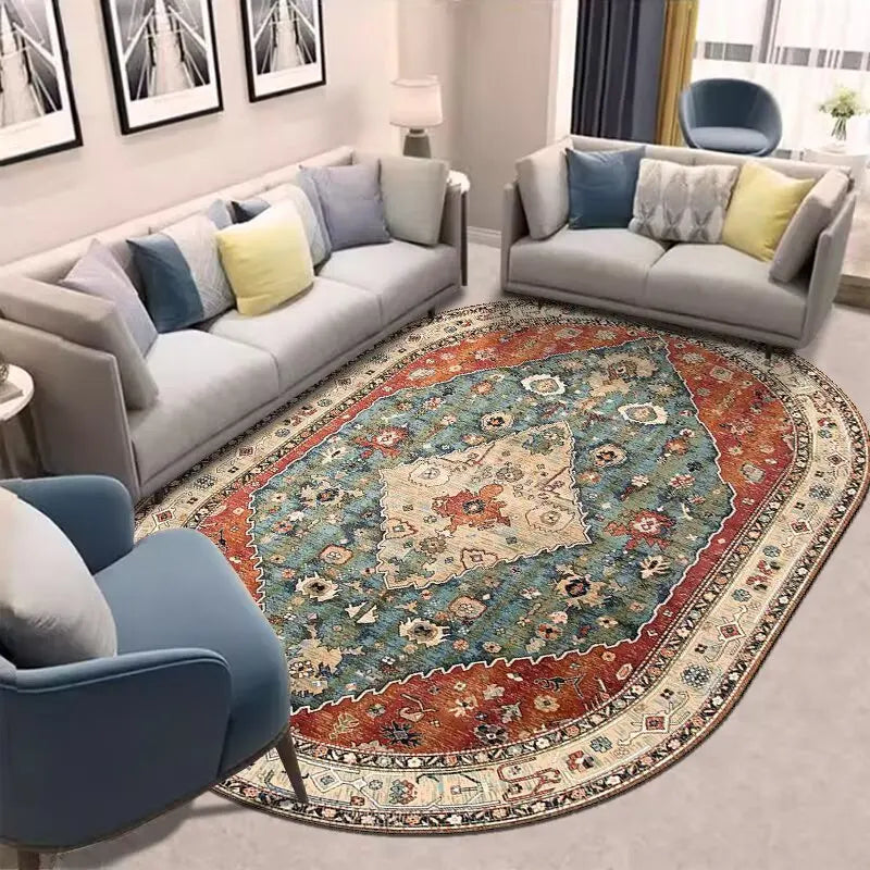 Retro Ethnic Oval Carpets for Living Room Large Area Rugs Home Room Decor Hallway Boho Carpet Beside Bedroom Luxury Floor Mats