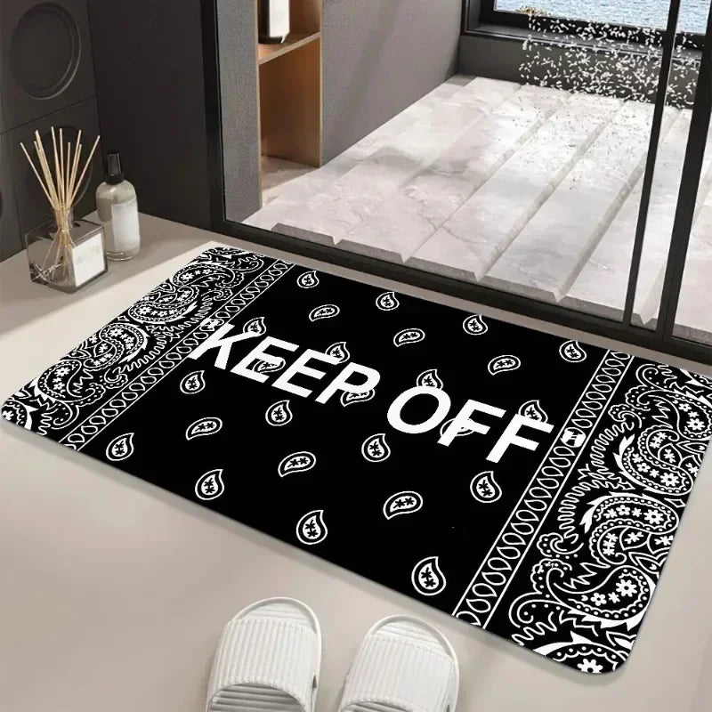 Keep Off Area Rugs Floor Mat Black and White Carpet Door Mat Rug for Bed Sofa Decoration Protect Your Personal Space