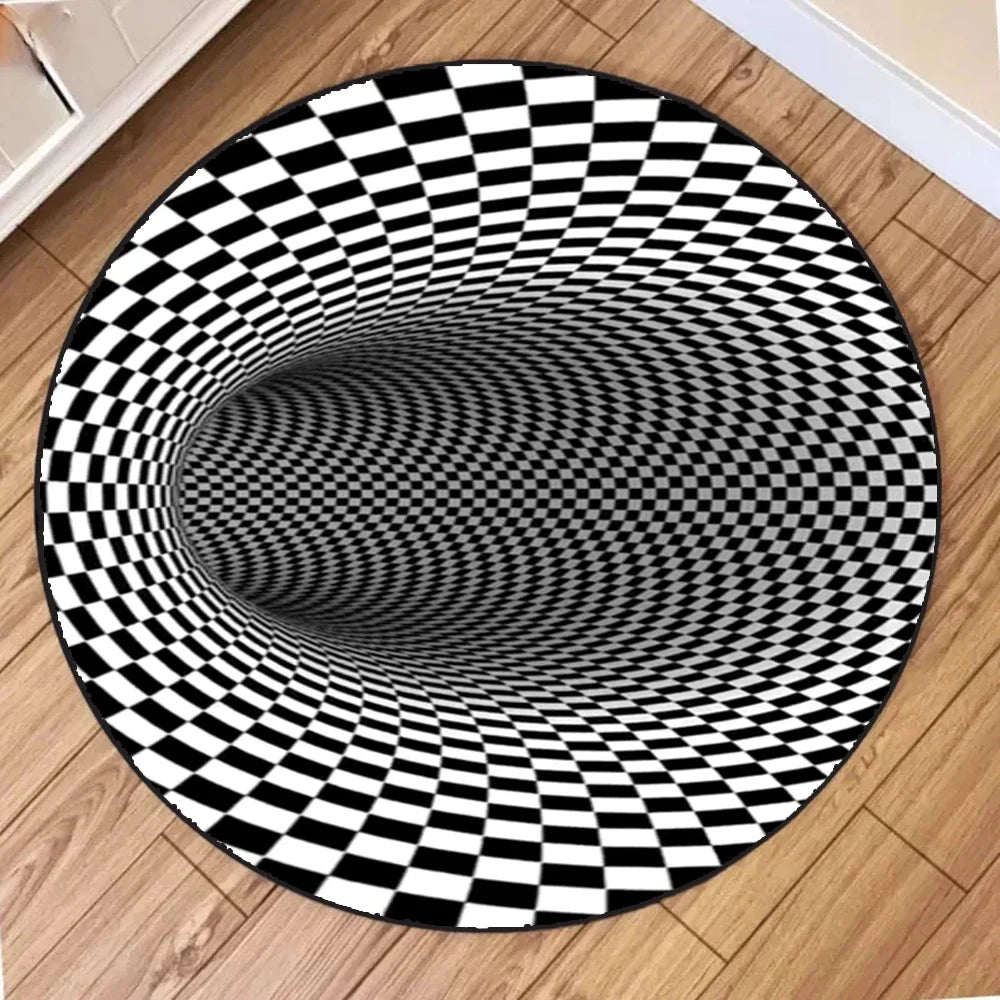 Round Carpet Mat New 3D Visual Illusion Spiral Rug Floor Mats for Bedroom Living Room Decoration Creative Rugs The Black Trap