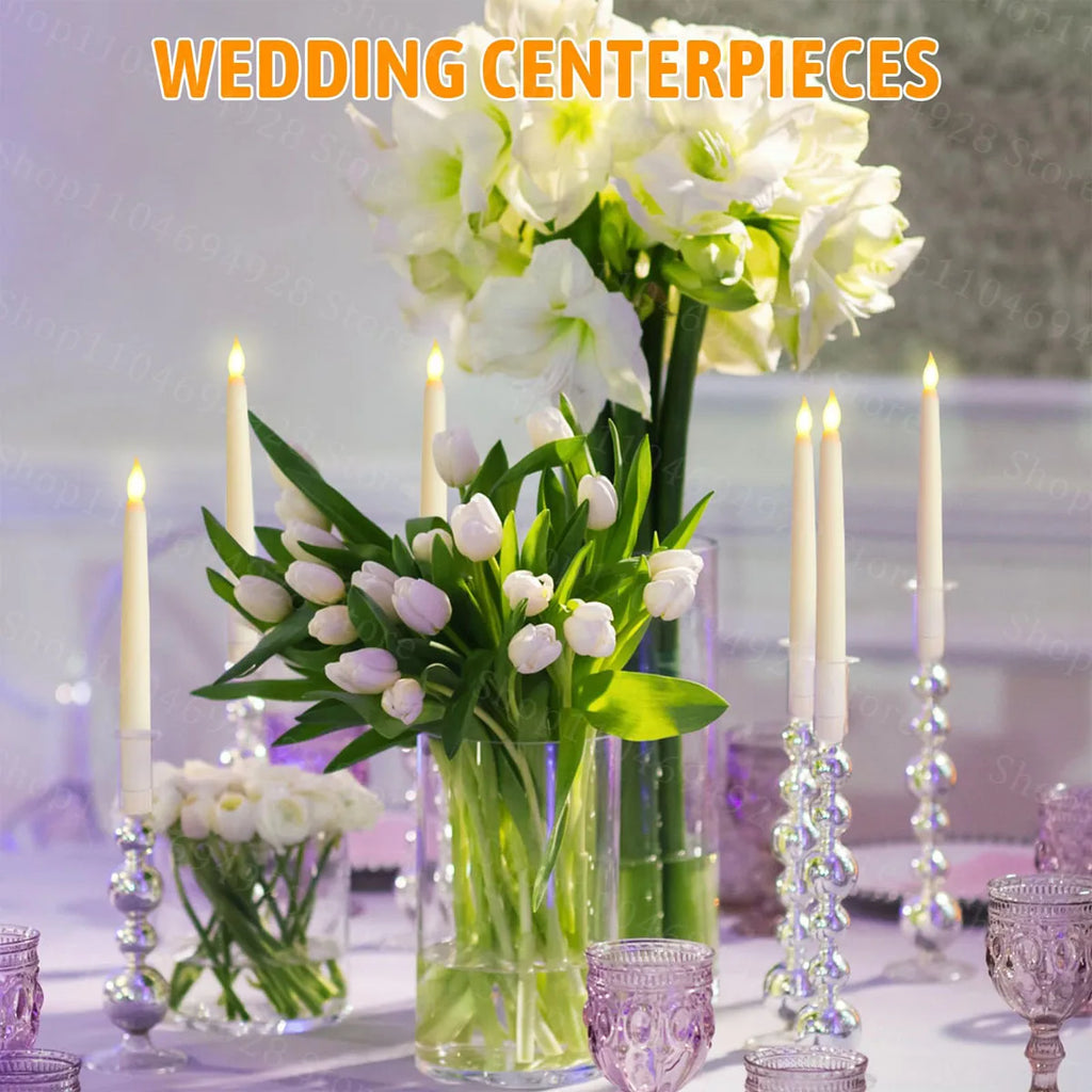 10-200PCS Flameless Taper Candles Wedding Flickering LED Candles Battery Operated Candles for Wedding Halloween Christmas Party