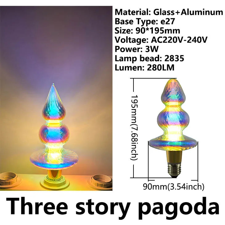 Originality Retro Vintage Edison Bulb Industrial Decor Bulb Lamps E27 3W AC220V Colorful LED Lamp For Bedroom Ambient Light