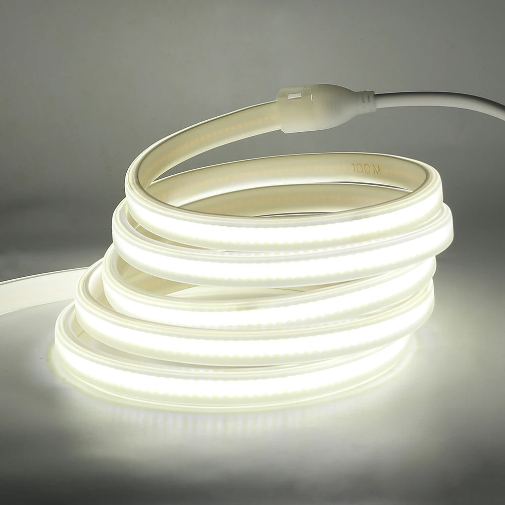 110V 220V COB LED Strip Light 288LEDs/m High Safety Waterproof Outdoor Garden Lamp RA90 Warm/ Natural/ Cold White for Home Decor