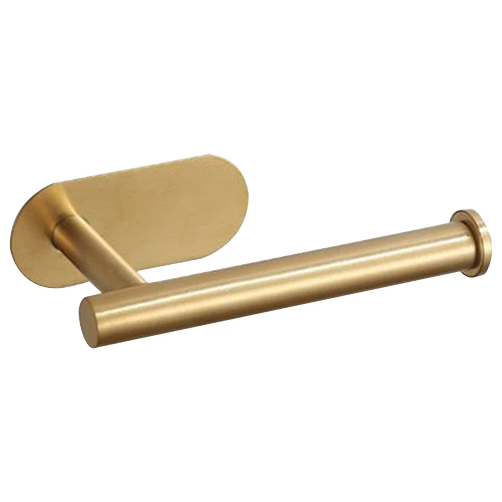 Self Adhesive Toilet Roll Paper Holder Wall Mount Bathroom Organizer Storage Stand No Punching Stainless Steel Towel Holder