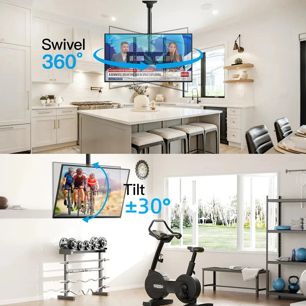 Adjustable Ceiling TV Wall Mount Tilt Swivel for 26-60 Inch LCD LED Plasma Monitor Panel Screen Weight Capacity 110 LBS