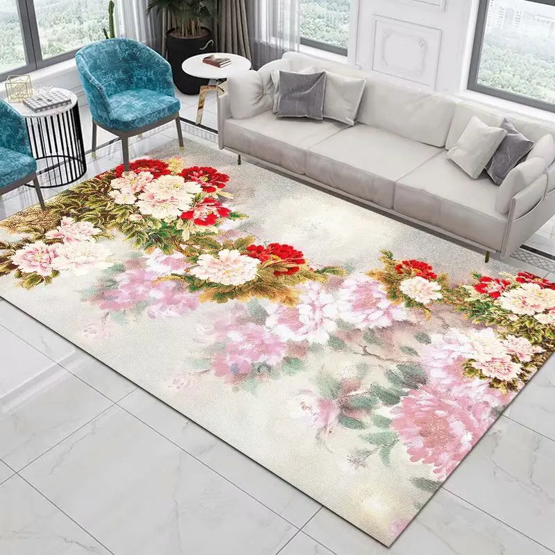 Home Decor Entrance Door Mat Flower Rose Peony Pastoral 3D Printed Carpet Living Room Rugs Furry Mat Carpet Bedroom Decoration