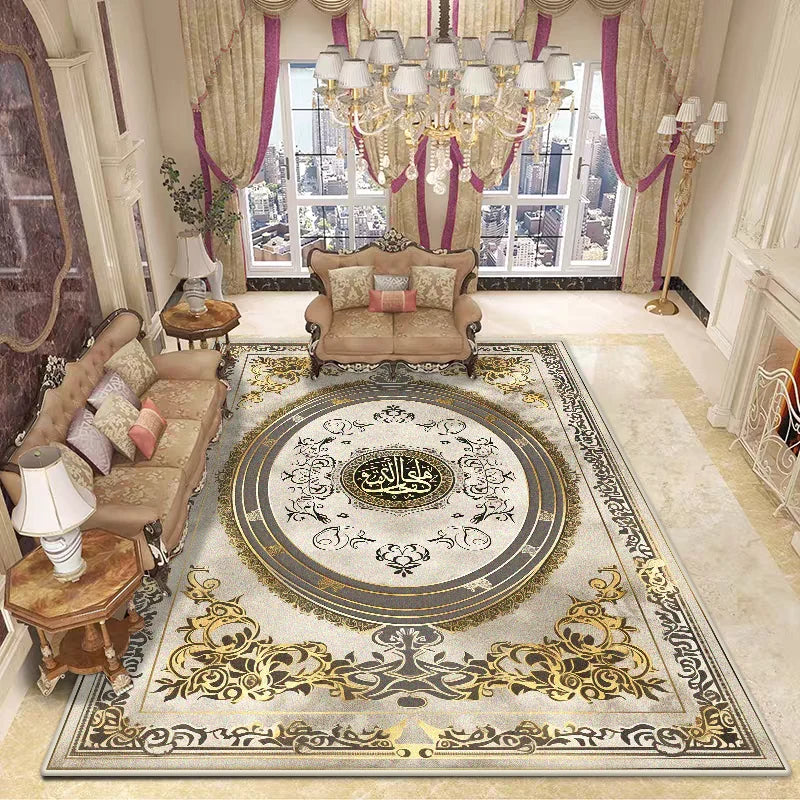 Luxury Decoration Large Rugs for Living Room Golden Stripe Antiskid Bedroom Soft Carpet Lounge Washable Plush Floor Mat Bedside