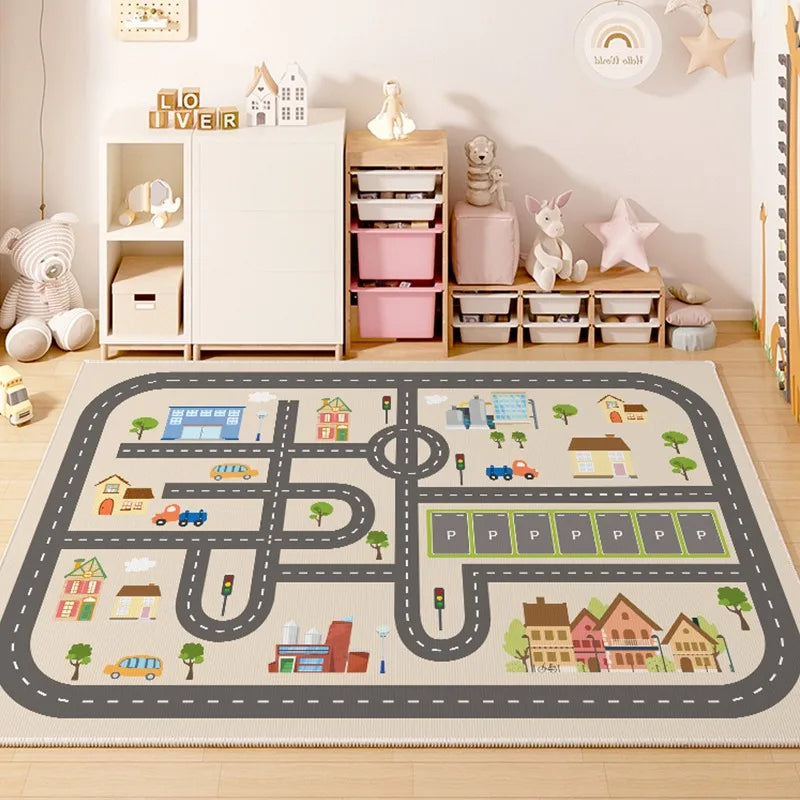 Children's Carpet Large Size Game Floor Mat Train Track Carpets Toy Car Road Rug Home Decoration Rugs for Living Room 장난감 방 깔개