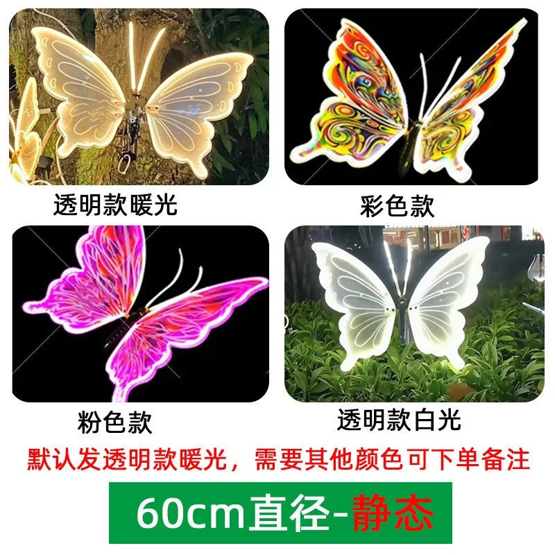 Wedding Butterfly Glow Lights Simulation Outdoor Dynamic And Static Decorative Lamps For Holiday Party Garden Yard Patio Event