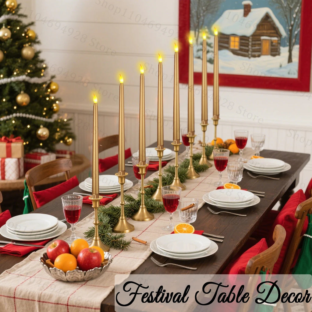 10-200PCS Flameless Taper Candles Wedding Flickering LED Candles Battery Operated Candles for Wedding Halloween Christmas Party