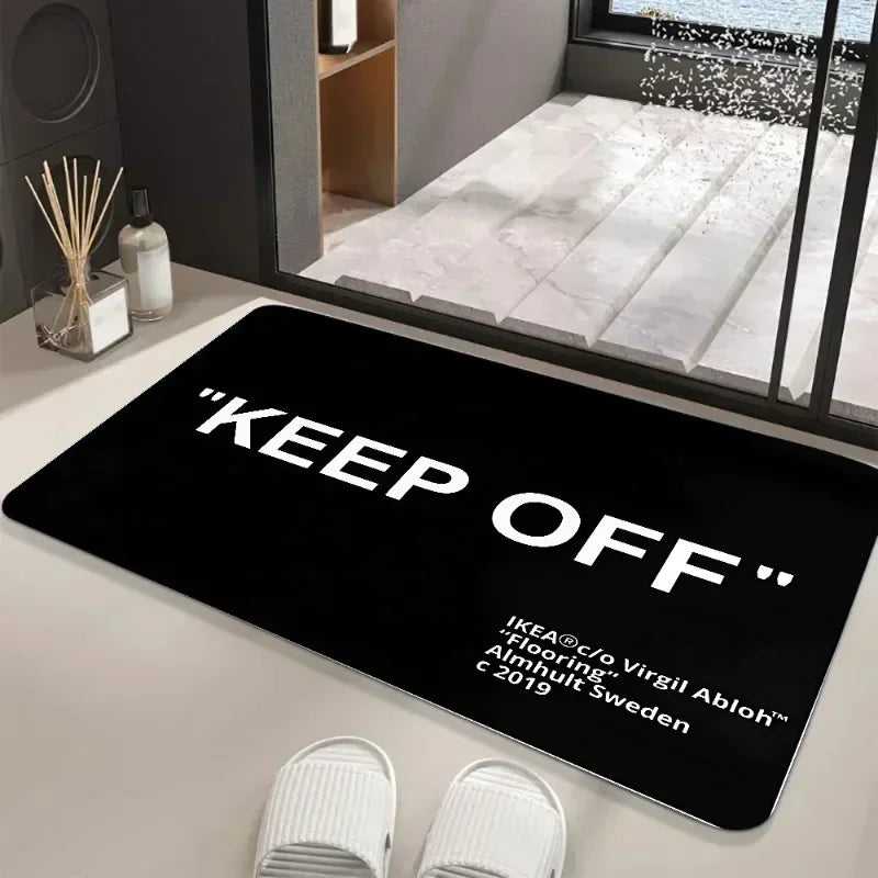 Keep Off Area Rugs Floor Mat Black and White Carpet Door Mat Rug for Bed Sofa Decoration Protect Your Personal Space