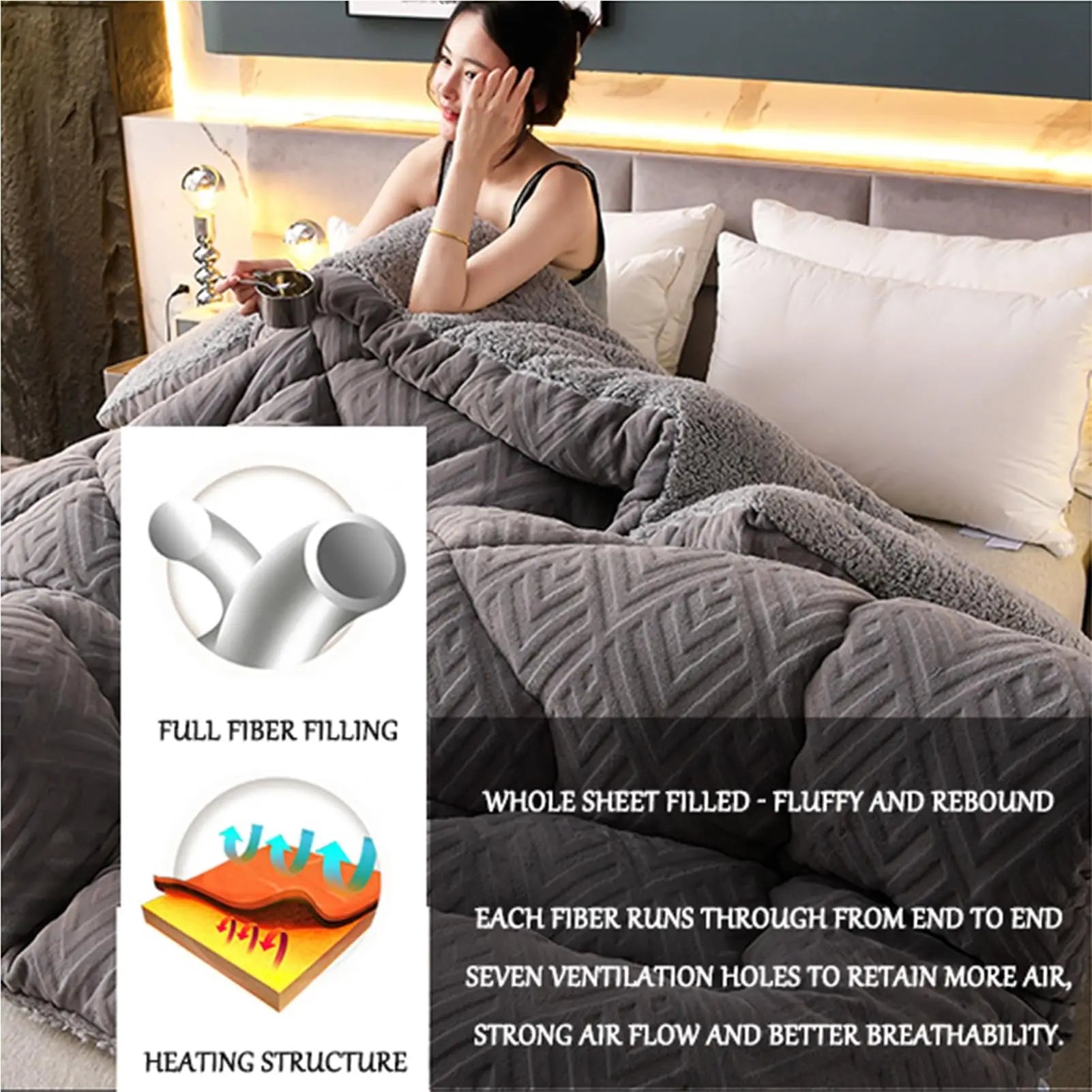 Winter Bedding Thick Quilt Blanket Thickened Warm Flannel Fleece Comforter for Cold Nights Set Bed Duvets Quilts the Blankets