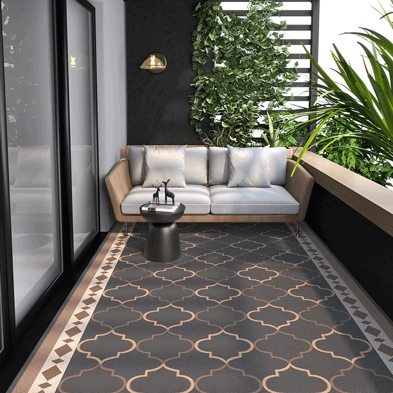 Large-area Outdoor Balcony Rug PVC Leather Entrance Carpets Large-area Living Room Rugs Kitchen Oil-proof and Non-slip Carpet