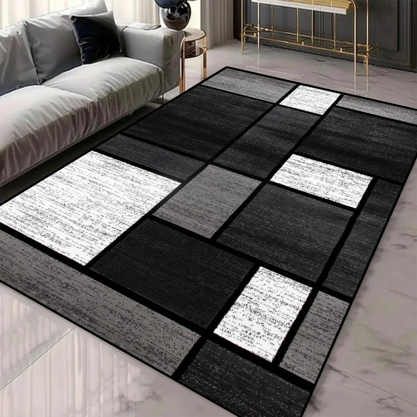 Geometric Pattern 3D Area Rugs for Living Room and bedroom decor Washable Carpets with Non-slip Backing European Inspired Mats