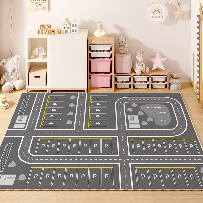 Children's Carpet Large Size Game Floor Mat Train Track Carpets Toy Car Road Rug Home Decoration Rugs for Living Room 장난감 방 깔개