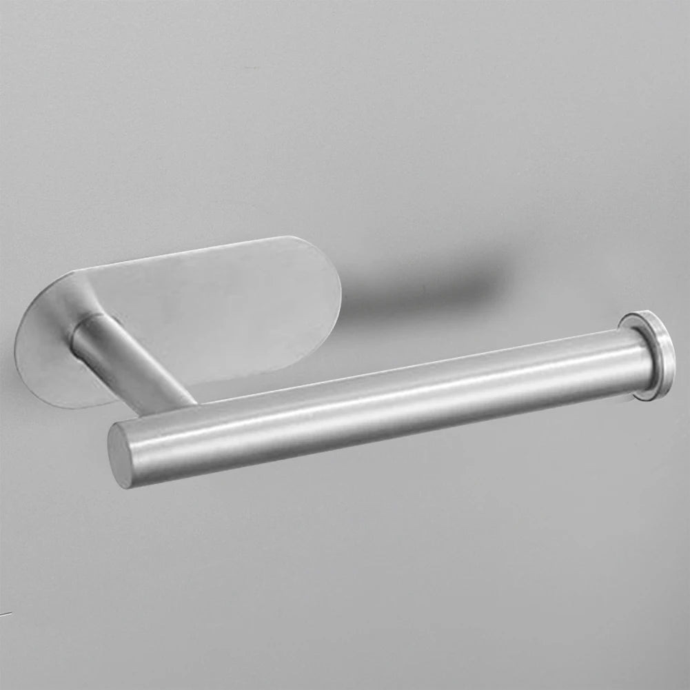 Self Adhesive Toilet Roll Paper Holder Wall Mount Bathroom Organizer Storage Stand No Punching Stainless Steel Towel Holder