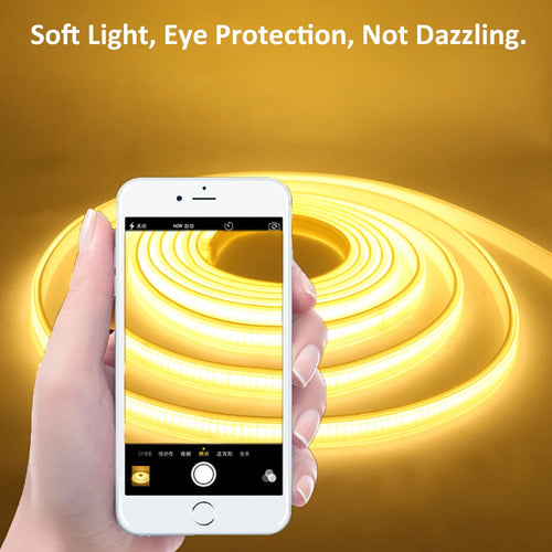 110V 220V COB LED Strip Light 288LEDs/m High Safety Waterproof Outdoor Garden Lamp RA90 Warm/ Natural/ Cold White for Home Decor